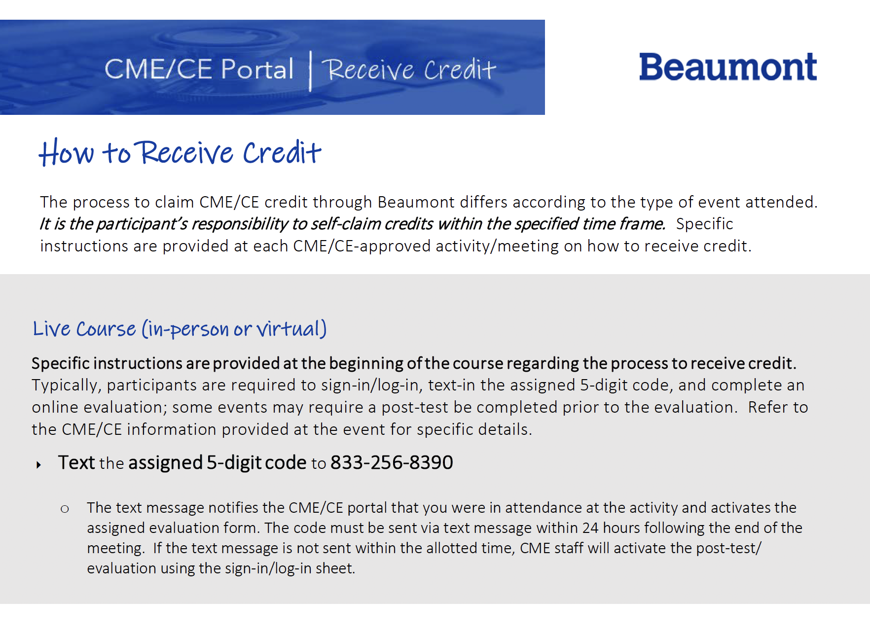 Beaumont CME Receiving Credit Guide